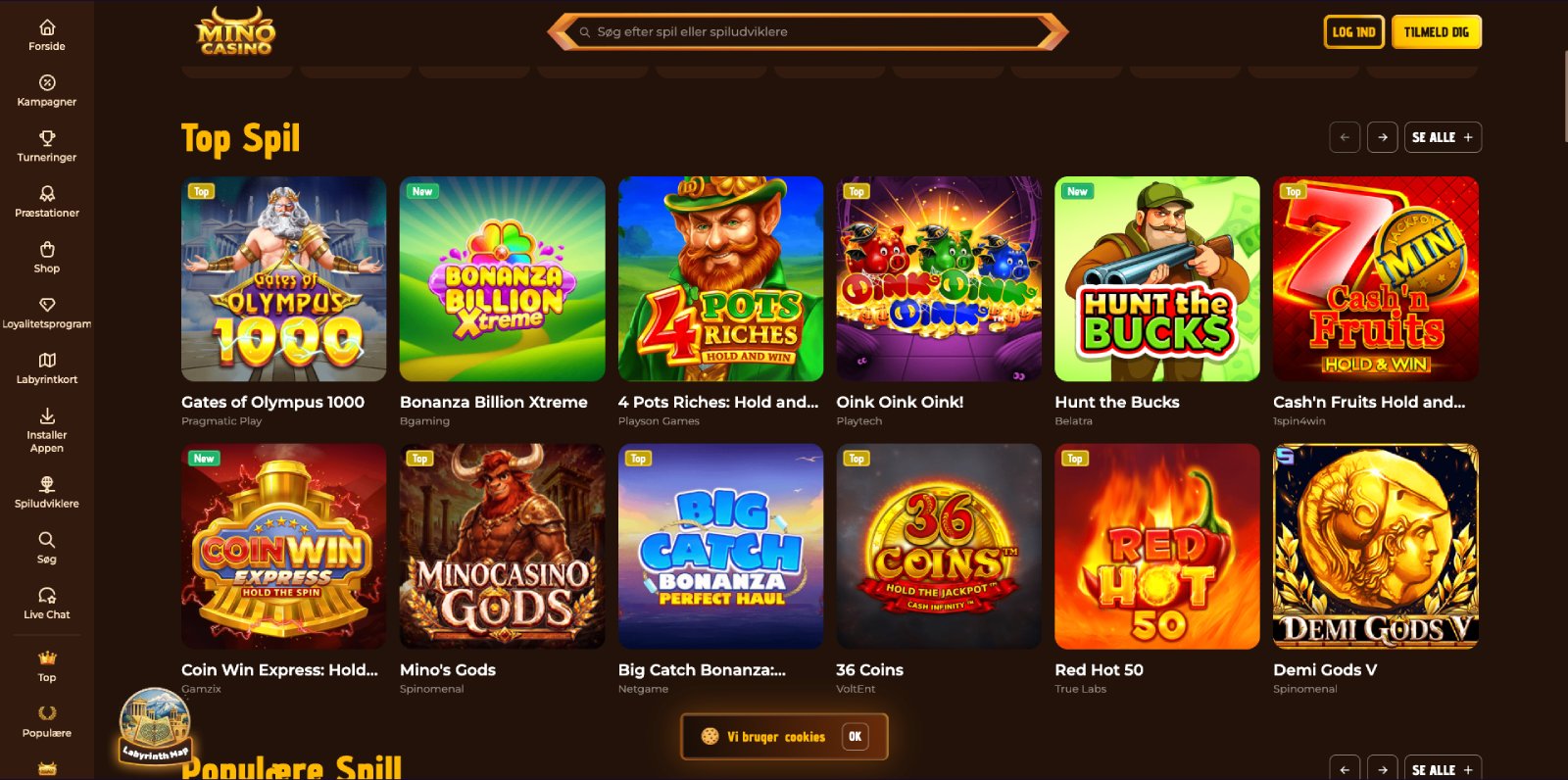 Mino Casino Lobby